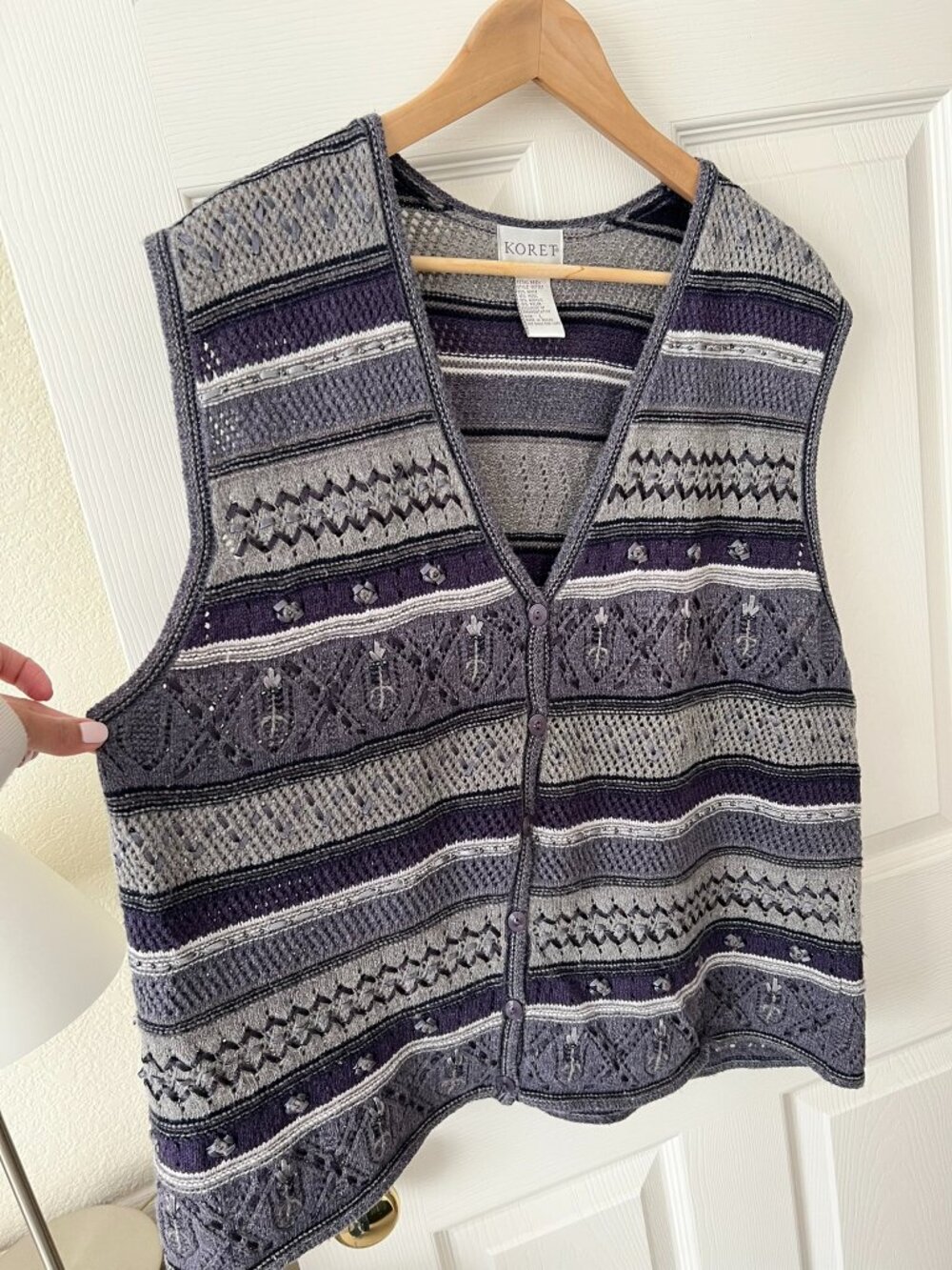 Vintage Koret Knit Grandma Sweater Vest Purple